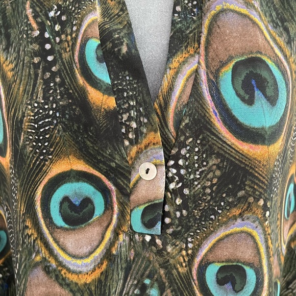 Peacock Feather Print Shift dress/tunic- Sz S - Picture 3 of 9